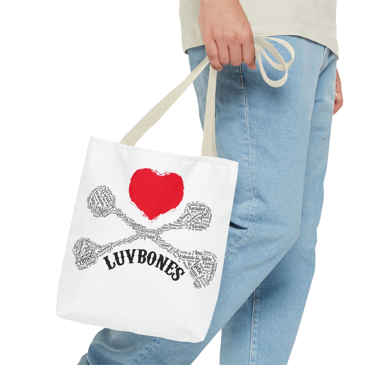 Luvbones - Hearts & Crossbones Tote Bag, Perfect for Everyday Use, Eco-Friendly Gift, Unique Design, Ideal for Holidays