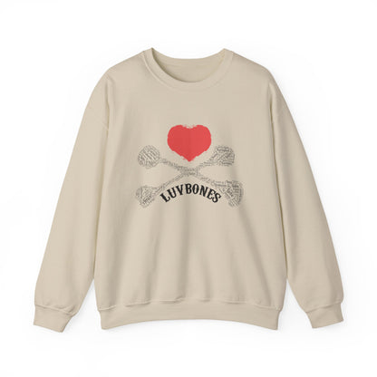 Luvbones - Hearts & Crossbones Sweatshirt, Cozy Unisex Crewneck, Valentine Gift, Edgy Sweatshirt for Him/Her, Casual Wear, Trendy Outfit