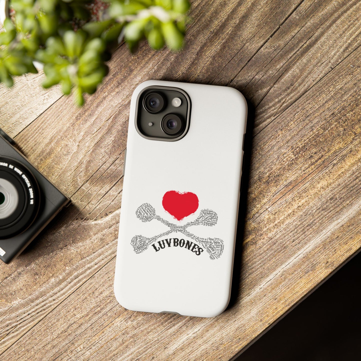 Luvbones - Hearts & Crossbones Phone Case, Tough Cases, Unique Smartphone Accessory, Gift for Him or Her