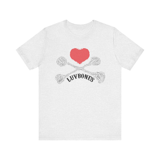 Luvbones - Hearts & Crossbones Unisex Tee, Graphic T-Shirt, Casual Wear, Music Lover Gift, Valentine's Day Shirt, Rock & Roll Style