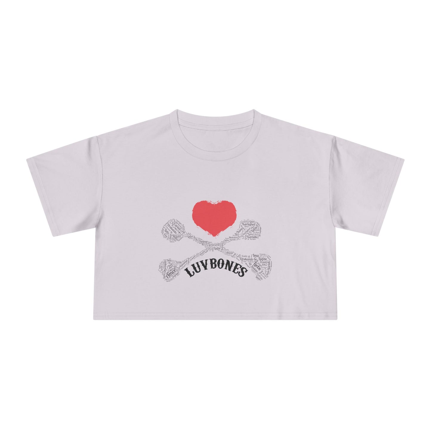 Luvbones - Hearts & Crossbones Women's Crop Tee - Trendy Summer Top, Casual Wardrobe Essential, Gift for Her, Valentine's Day