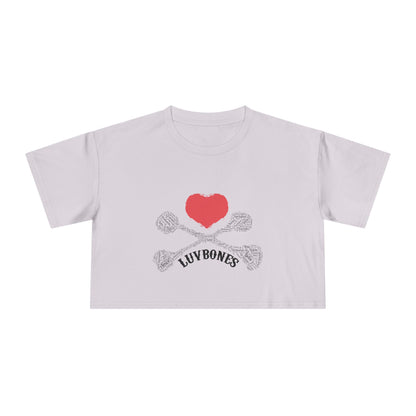 Luvbones - Hearts & Crossbones Women's Crop Tee - Trendy Summer Top, Casual Wardrobe Essential, Gift for Her, Valentine's Day
