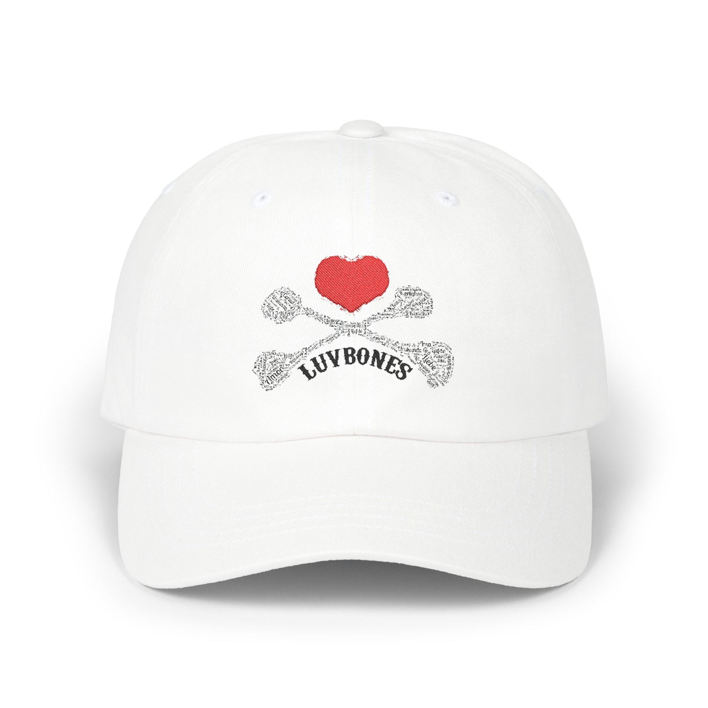 Luvbones - Hearts & Crossbones Dad Cap | Stylish Adjustable Hat, Perfect Gift for Dads, Casual Wear, Summer Outing, Birthday