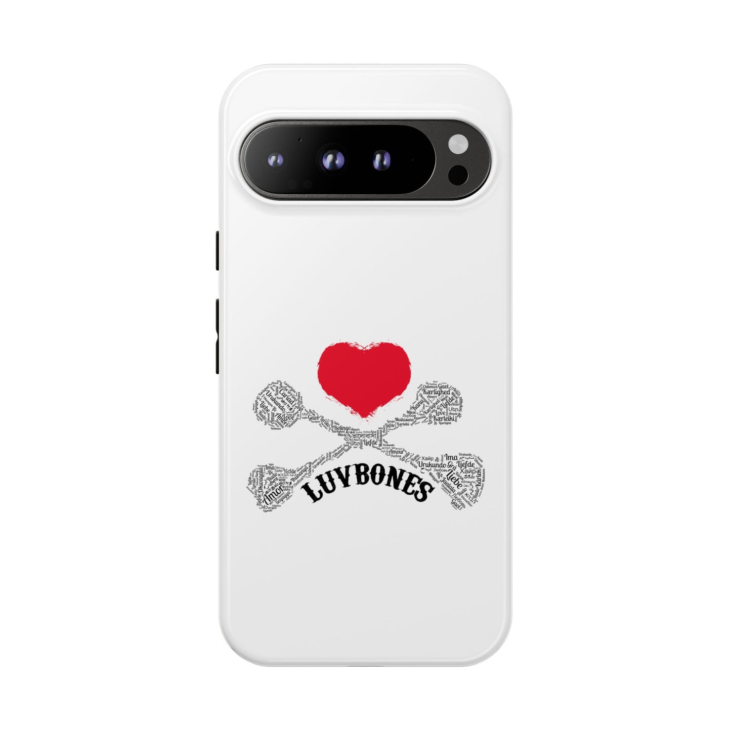 Luvbones - Hearts & Crossbones Phone Case, Tough Cases, Unique Smartphone Accessory, Gift for Him or Her