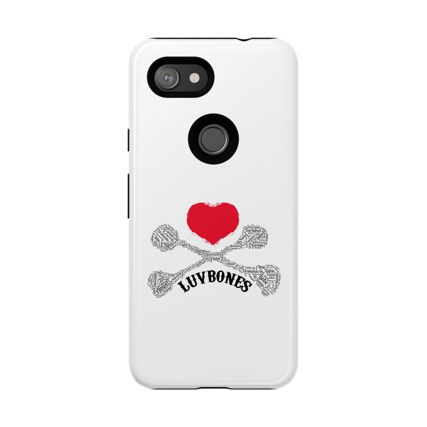 Luvbones - Hearts & Crossbones Phone Case, Tough Cases, Unique Smartphone Accessory, Gift for Him or Her