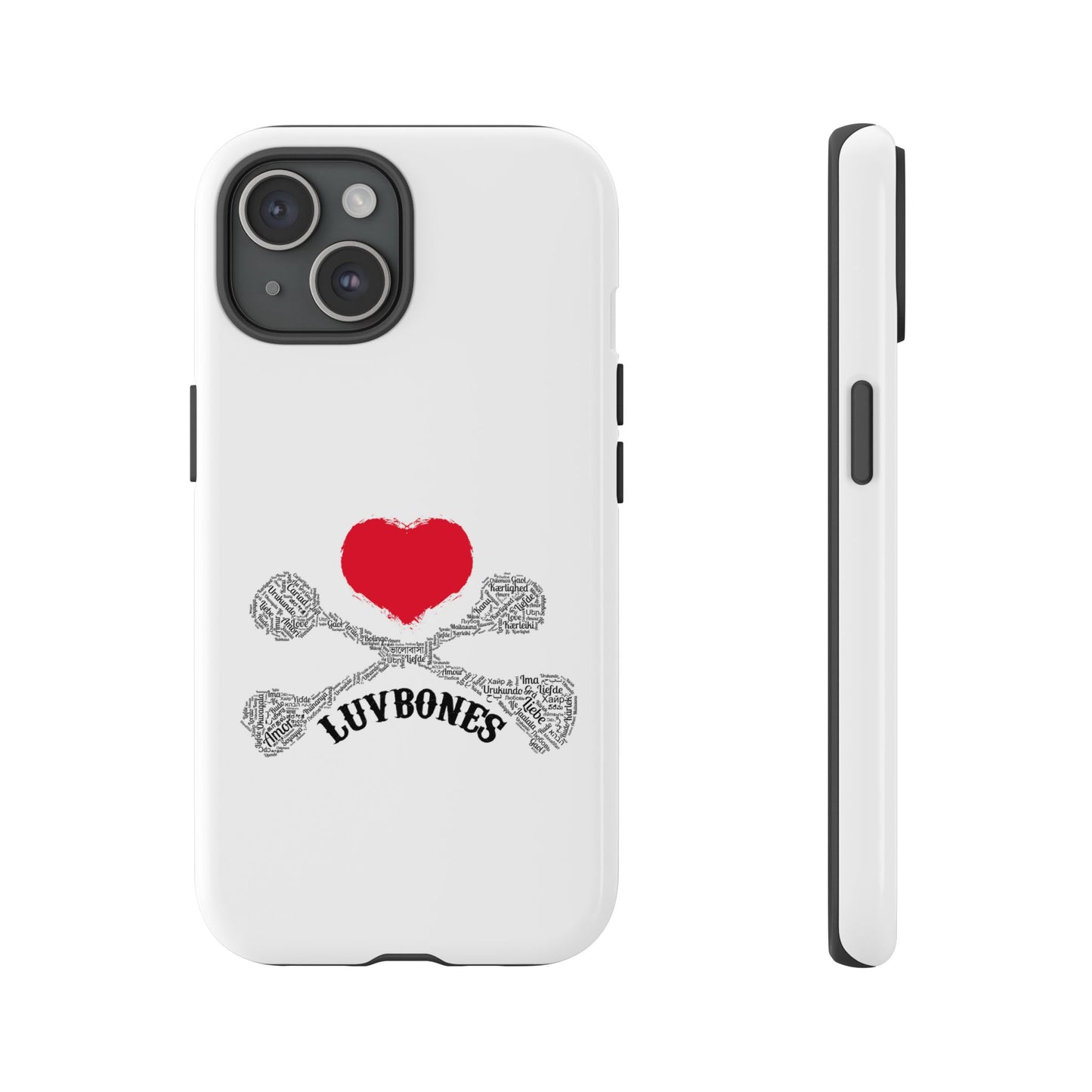 Luvbones - Hearts & Crossbones Phone Case, Tough Cases, Unique Smartphone Accessory, Gift for Him or Her