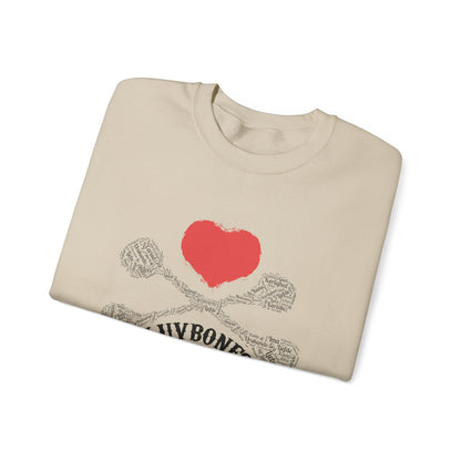 Luvbones - Hearts & Crossbones Sweatshirt, Cozy Unisex Crewneck, Valentine Gift, Edgy Sweatshirt for Him/Her, Casual Wear, Trendy Outfit