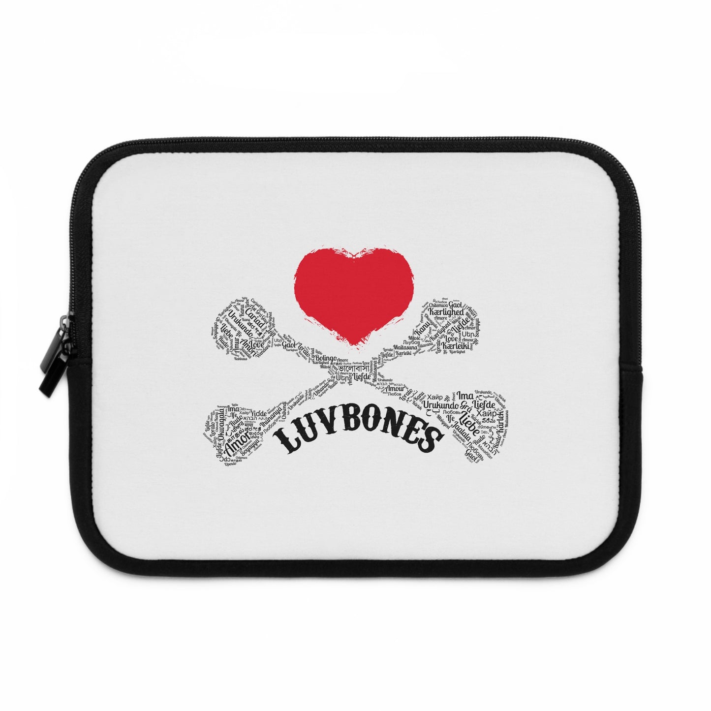 Luvbones - Hearts & Crossbones Stylish Laptop Sleeve, Perfect for Tech Lovers, Gifts for Graduations, Back to School, or Everyday Use