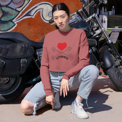 Luvbones - Hearts & Crossbones Cropped Sweatshirt Casual, Streetwear, Gift for Her, Trendy Apparel