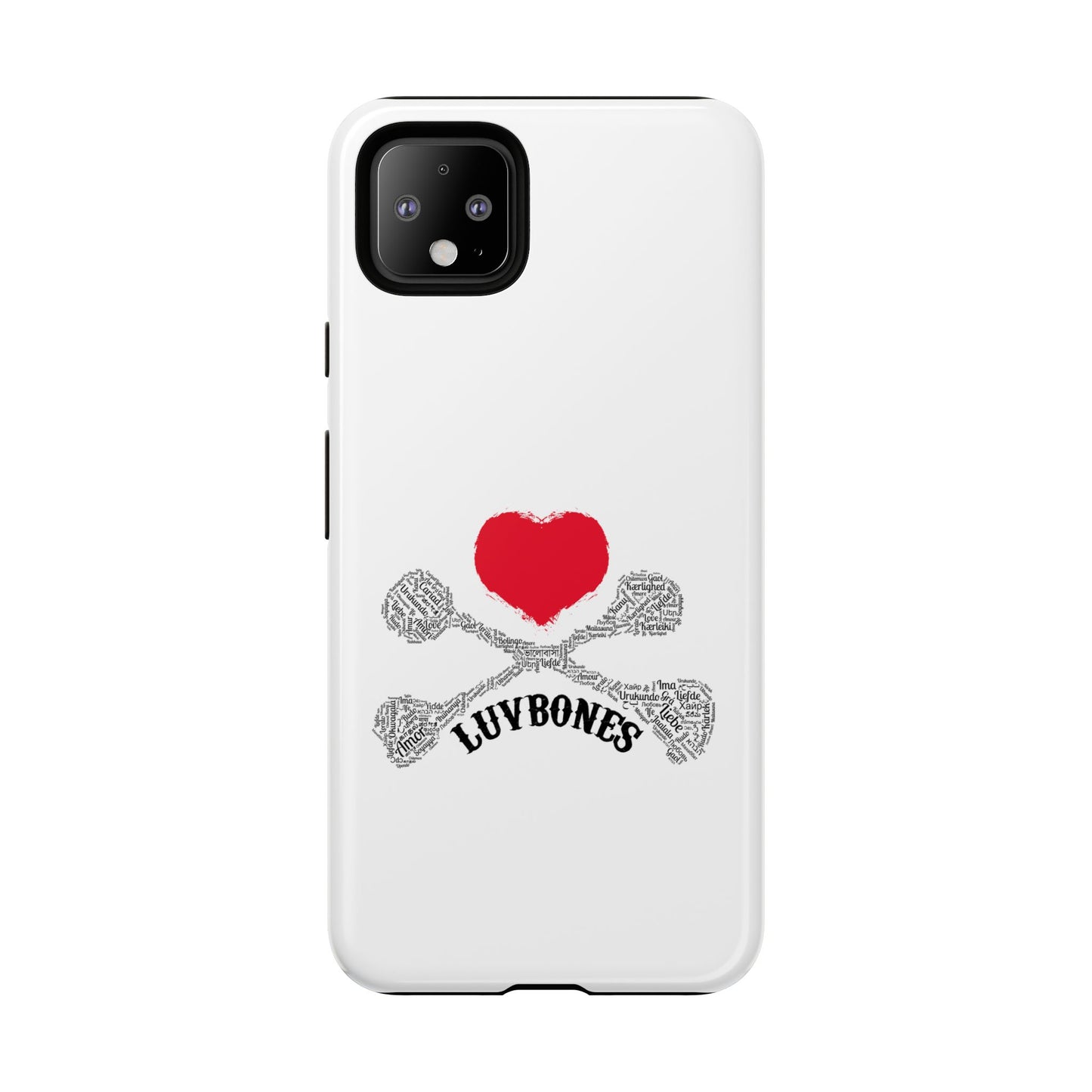 Luvbones - Hearts & Crossbones Phone Case, Tough Cases, Unique Smartphone Accessory, Gift for Him or Her
