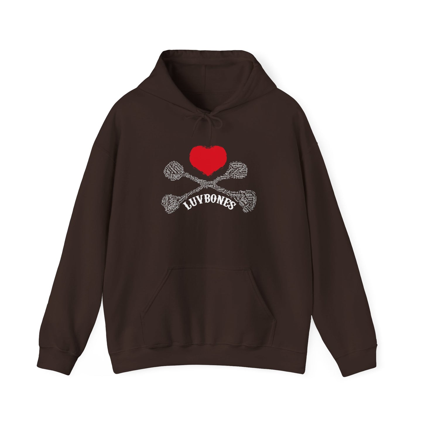 Luvbones - Hearts & Crossbones Unisex Hoodie, Graphic Sweatshirt for Couples, Valentine's Day Gift, Streetwear Fashion, Cozy Layering