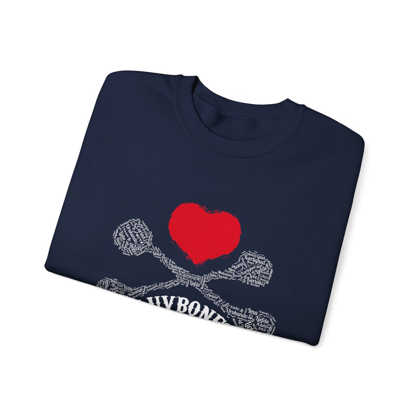 Luvbones - Hearts & Crossbones Sweatshirt, Cozy Unisex Crewneck, Valentine Gift, Edgy Sweatshirt for Him/Her, Casual Wear, Trendy Outfit