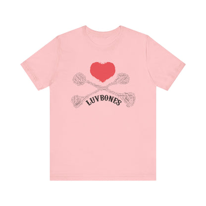 Luvbones - Hearts & Crossbones Unisex Tee, Graphic T-Shirt, Casual Wear, Music Lover Gift, Valentine's Day Shirt, Rock & Roll Style
