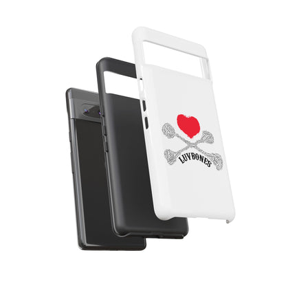 Luvbones - Hearts & Crossbones Phone Case, Tough Cases, Unique Smartphone Accessory, Gift for Him or Her
