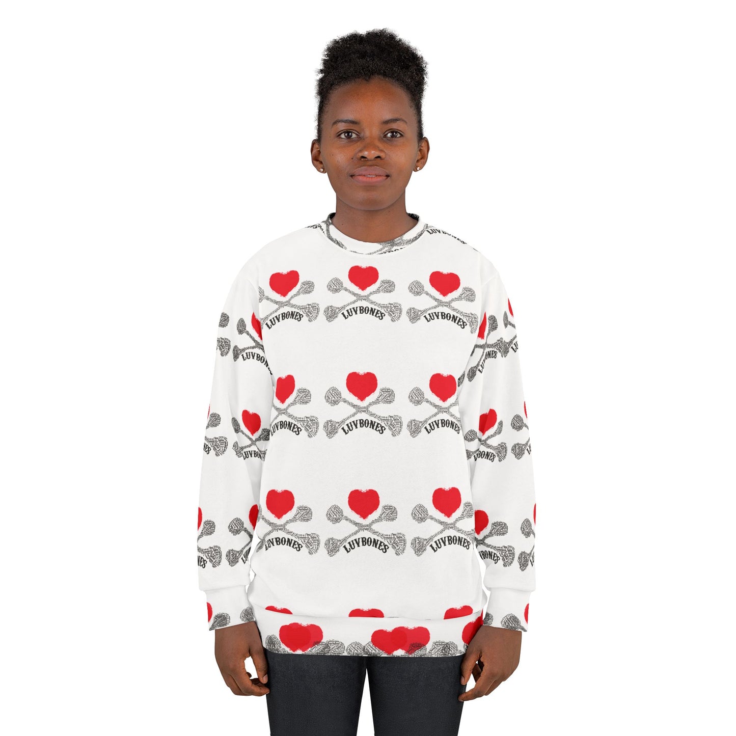 Luvbones - Hearts & Crossbones Unisex Sweatshirt, Trendy Streetwear, Gift for Him/Her, Comfortable Layering, Valentine's Day Apparel