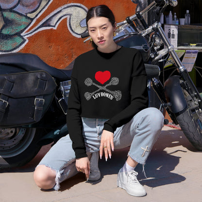 Luvbones - Hearts & Crossbones Cropped Sweatshirt Casual, Streetwear, Gift for Her, Trendy Apparel