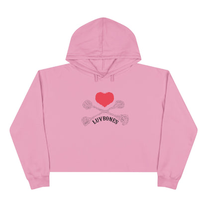 Luvbones - Hearts & Crossbones Crop Hoodie - Trendy Streetwear, Cute Gift, Halloween Apparel, Casual Outfit, Festival Wear