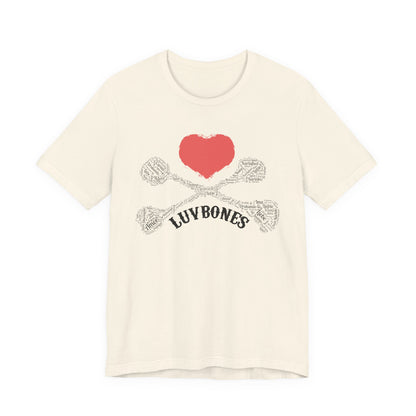 Luvbones - Hearts & Crossbones Unisex Tee, Graphic T-Shirt, Casual Wear, Music Lover Gift, Valentine's Day Shirt, Rock & Roll Style