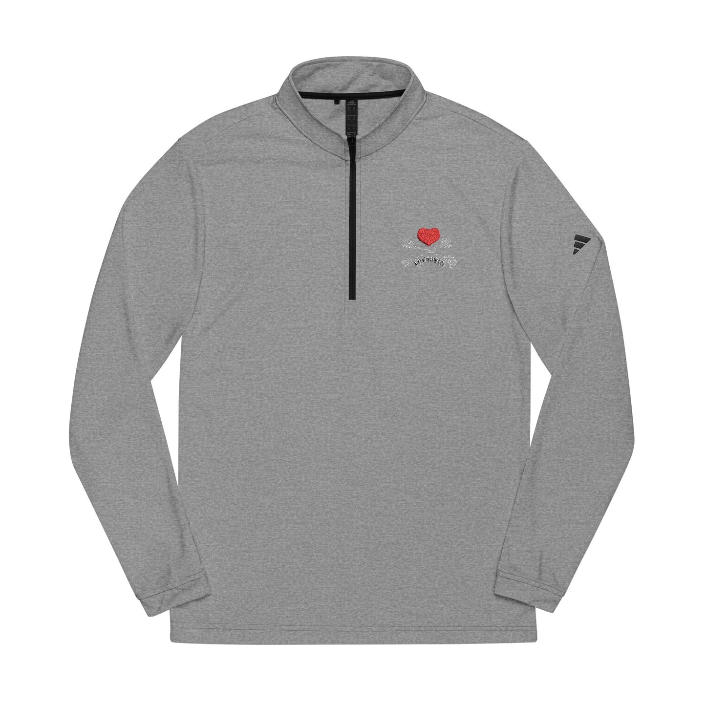 Luvbones - Hearts & Crossbones Quarter-Zip Pullover, Sporty Layering, Fitnesswear, Embroidered Apparel, Activewear Gift