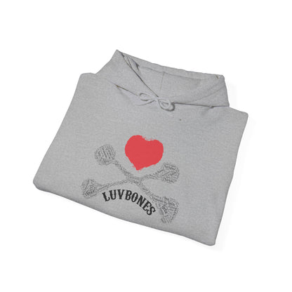 Luvbones - Hearts & Crossbones Unisex Hoodie, Graphic Sweatshirt for Couples, Valentine's Day Gift, Streetwear Fashion, Cozy Layering