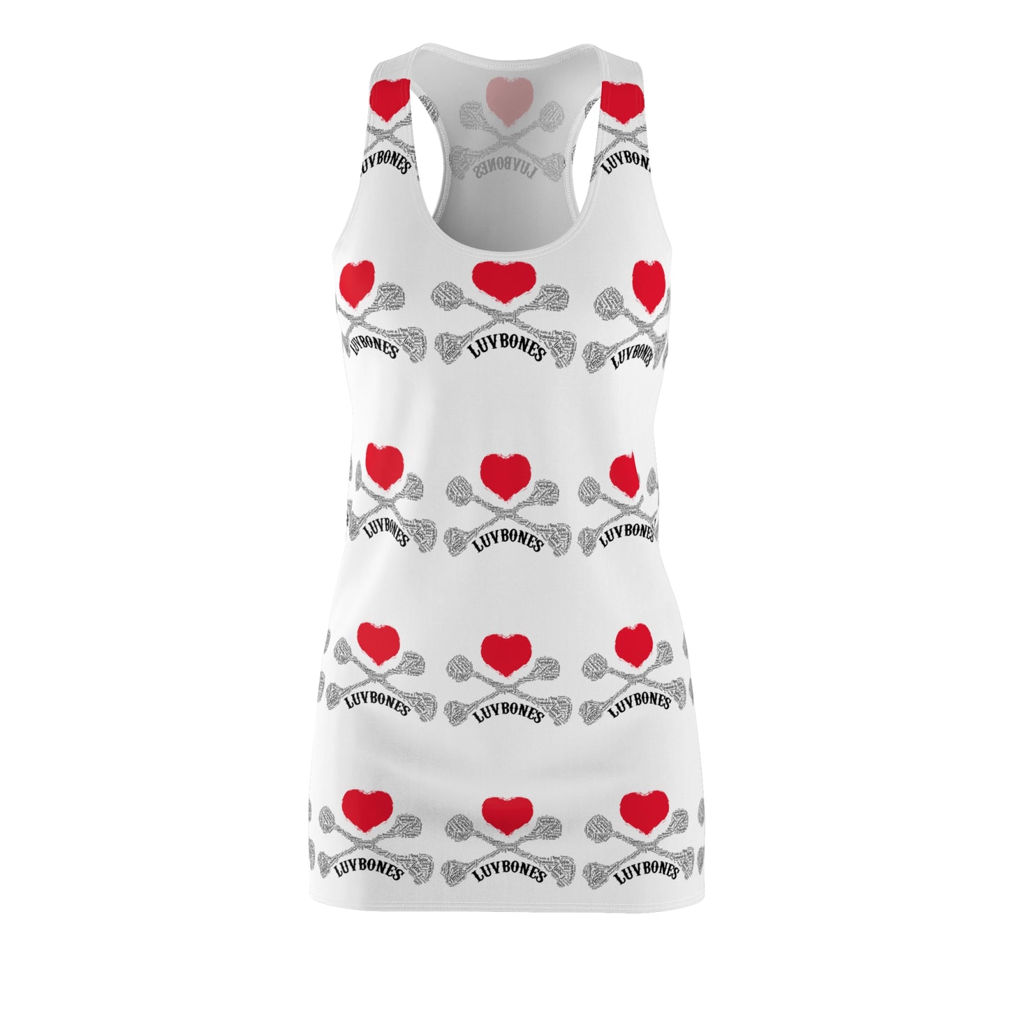 Luvbones - Hearts & Crossbones Racerback Dress, Stylish Summer Dress, Casual Dress, Gift for Her, Women's AOP Fashion
