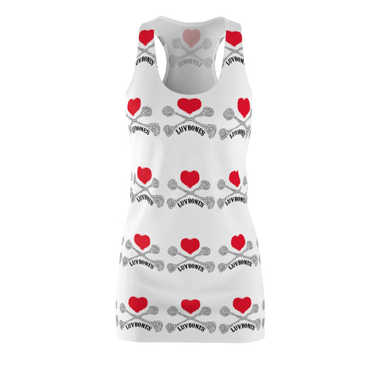 Luvbones - Hearts & Crossbones Racerback Dress, Stylish Summer Dress, Casual Dress, Gift for Her, Women's AOP Fashion