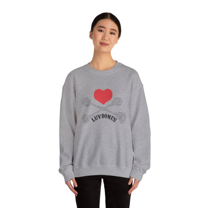 Luvbones - Hearts & Crossbones Sweatshirt, Cozy Unisex Crewneck, Valentine Gift, Edgy Sweatshirt for Him/Her, Casual Wear, Trendy Outfit