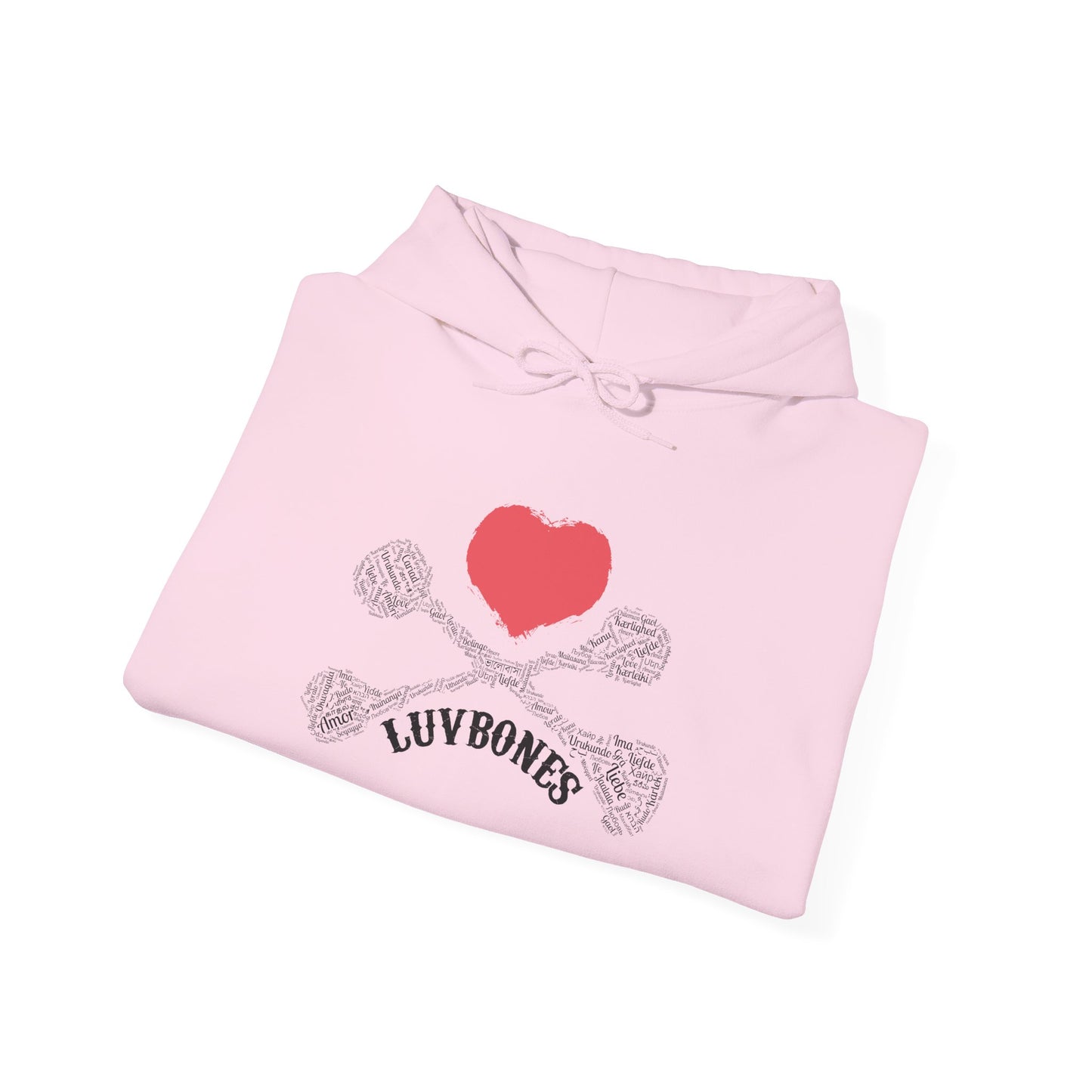 Luvbones - Hearts & Crossbones Unisex Hoodie, Graphic Sweatshirt for Couples, Valentine's Day Gift, Streetwear Fashion, Cozy Layering