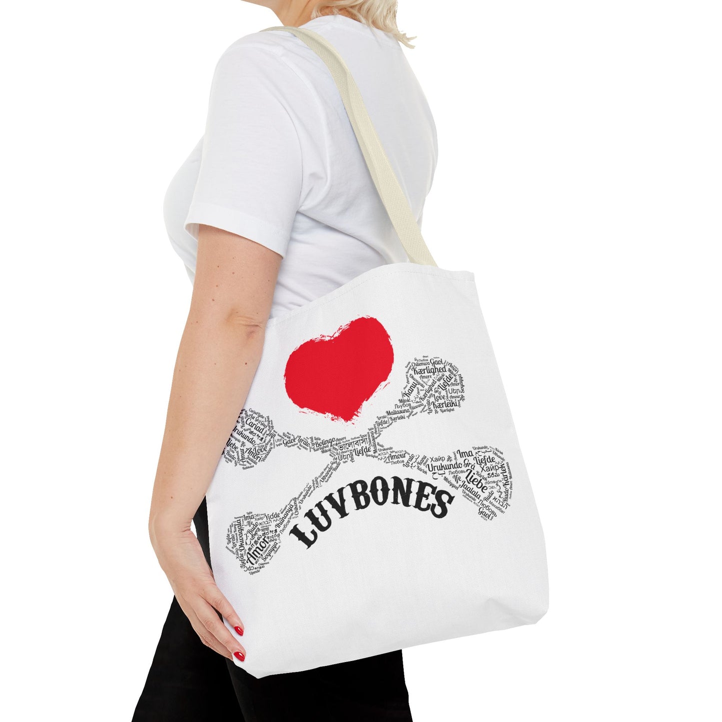 Luvbones - Hearts & Crossbones Tote Bag, Perfect for Everyday Use, Eco-Friendly Gift, Unique Design, Ideal for Holidays