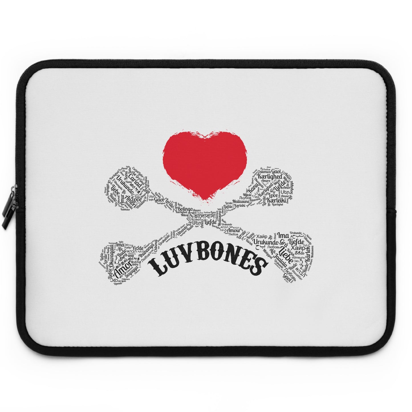 Luvbones - Hearts & Crossbones Stylish Laptop Sleeve, Perfect for Tech Lovers, Gifts for Graduations, Back to School, or Everyday Use