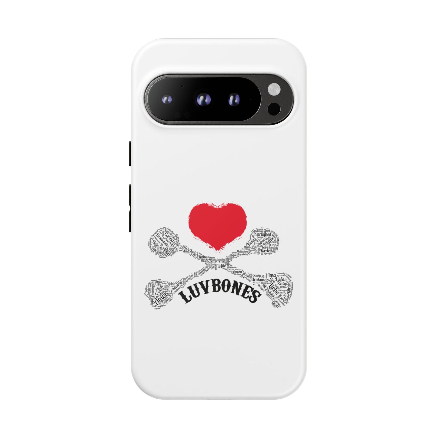 Luvbones - Hearts & Crossbones Phone Case, Tough Cases, Unique Smartphone Accessory, Gift for Him or Her