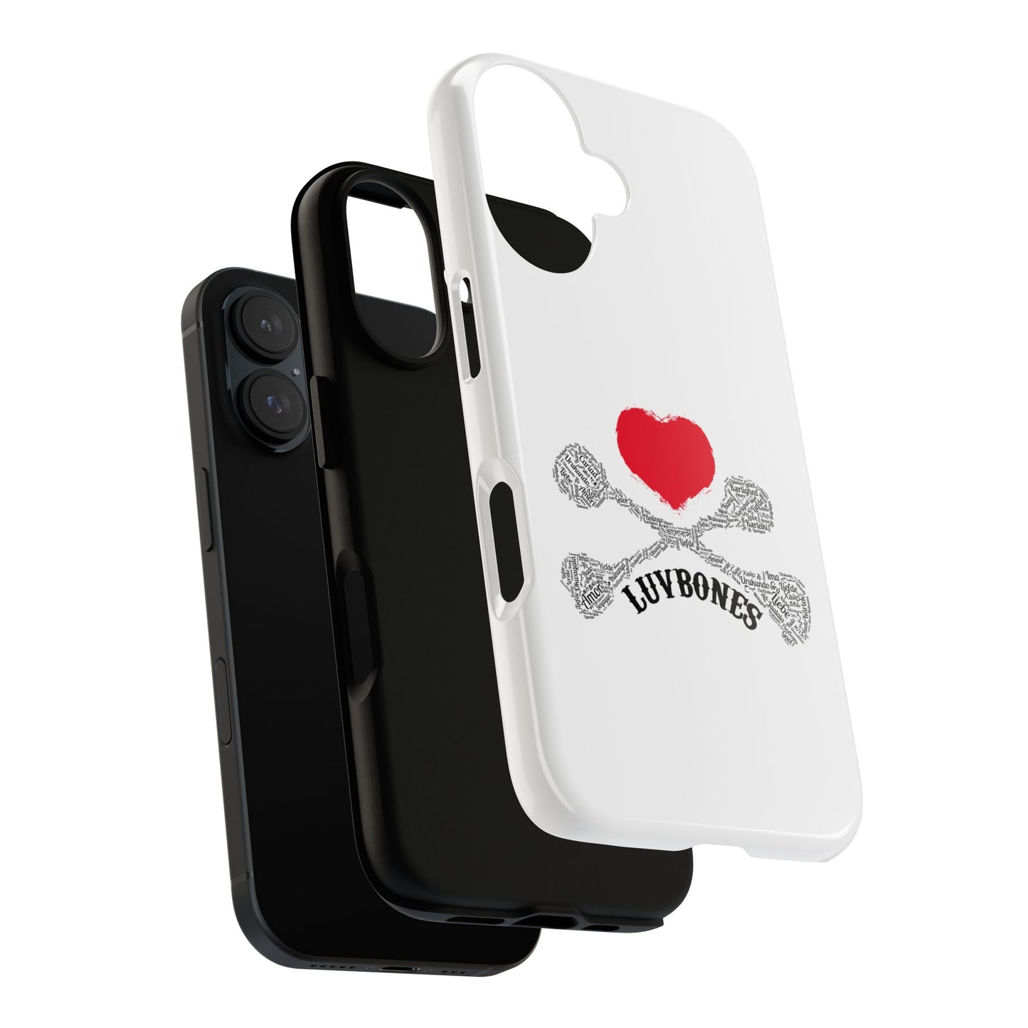 Luvbones - Hearts & Crossbones Phone Case, Tough Cases, Unique Smartphone Accessory, Gift for Him or Her