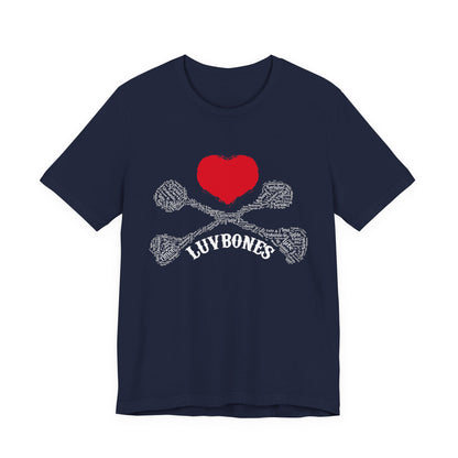 Luvbones - Hearts & Crossbones Unisex Tee, Graphic T-Shirt, Casual Wear, Music Lover Gift, Valentine's Day Shirt, Rock & Roll Style