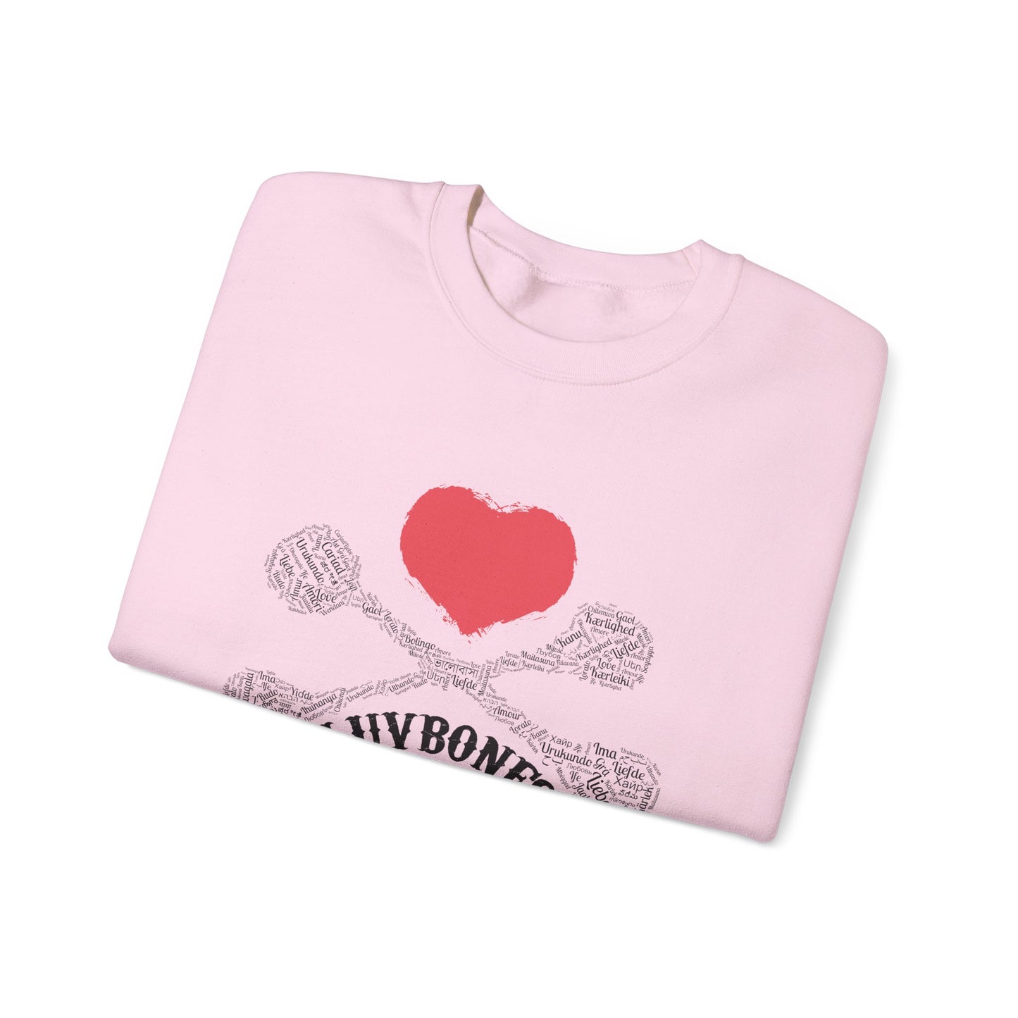 Luvbones - Hearts & Crossbones Sweatshirt, Cozy Unisex Crewneck, Valentine Gift, Edgy Sweatshirt for Him/Her, Casual Wear, Trendy Outfit