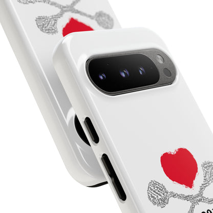 Luvbones - Hearts & Crossbones Phone Case, Tough Cases, Unique Smartphone Accessory, Gift for Him or Her